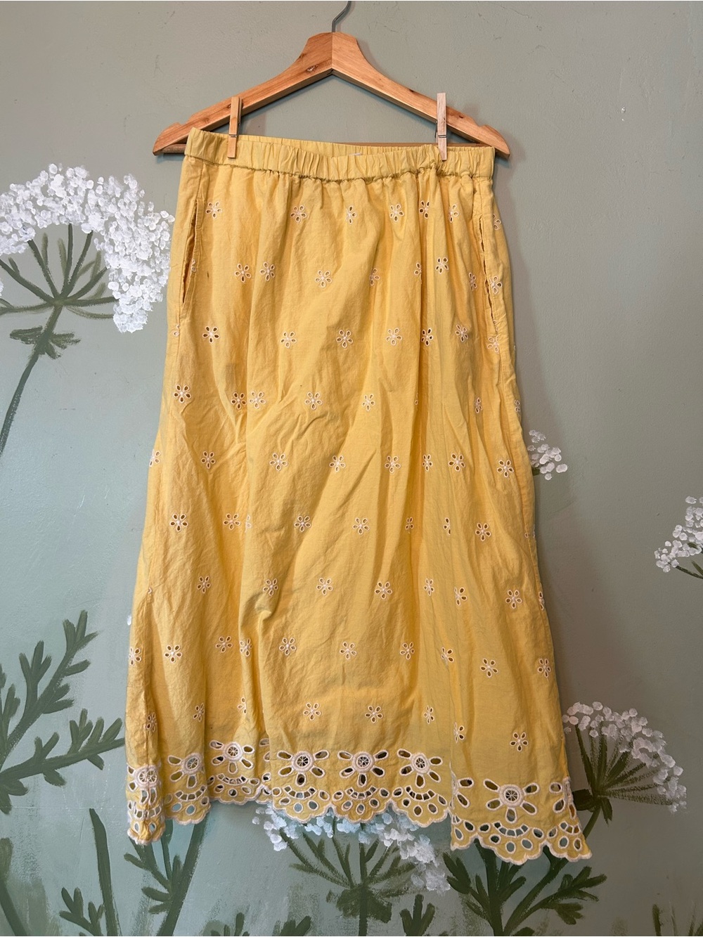 Butter Yellow Eyelet maxi Skirt